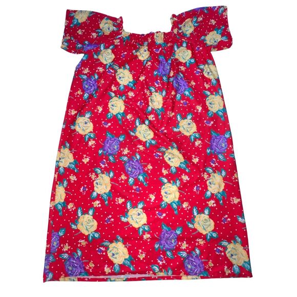 The Coffee Club House Dress Womens 18 Mumu Red Floral Housedress Caftan Kimono - Picture 4 of 11